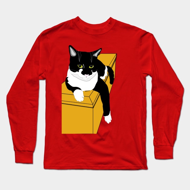 Cute Tuxedo On a Box Copyright TeAnne Long Sleeve T-Shirt by TeAnne